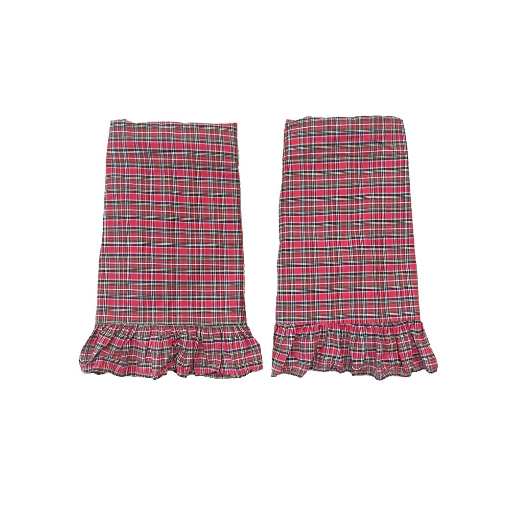 Ralph Lauren Vtg 80's Boulevard Tartan Set of Two Standard Ruffled Pillow Shams